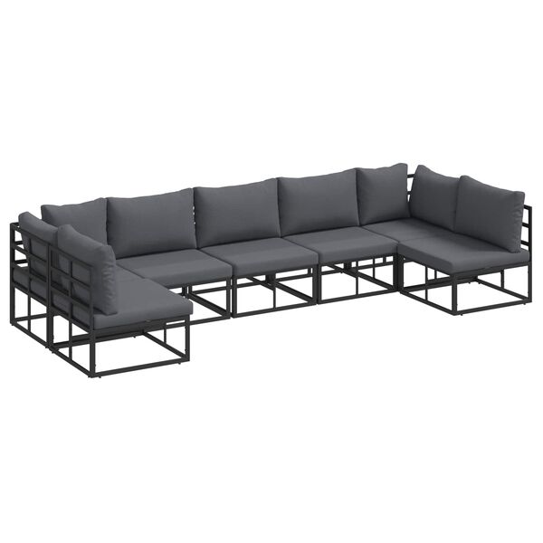 vidaXL Garden Sofa Set with Cushion 7 pcs Black Aluminium
