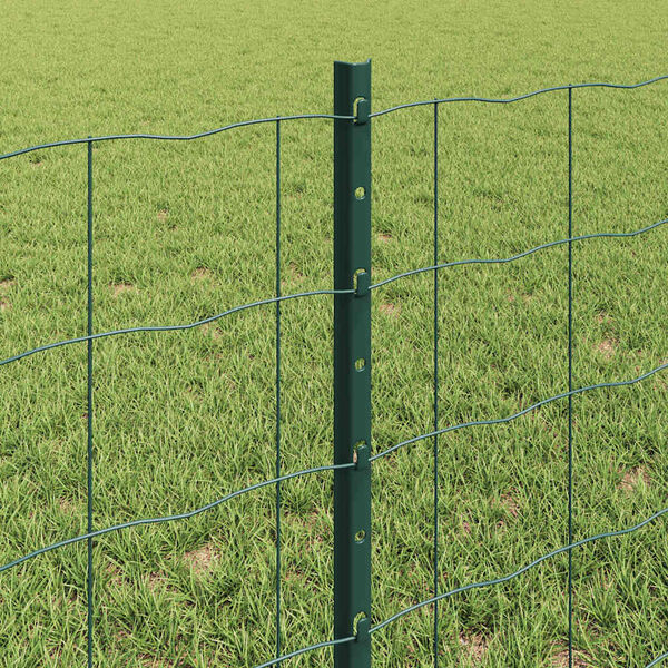 vidaXL Fence with Post Green 0.6 x 10 m Steel and PVC