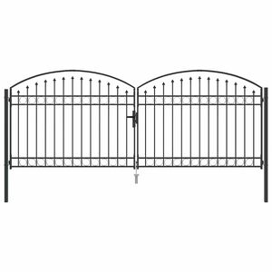 vidaXL Fence Gate with Lock Grey 401 x 200 cm Steel