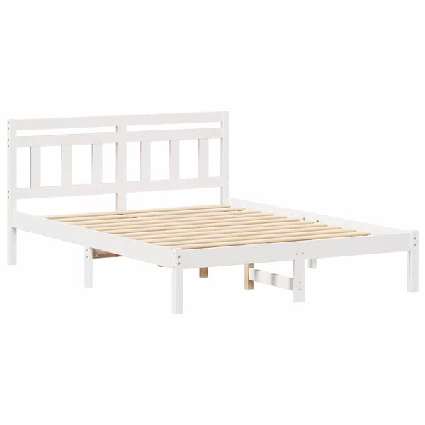 vidaXL Bed Frame White 135 x 190 cm Solid Pine Wood