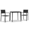 vidaXL 3 Piece Garden Dining Set Black