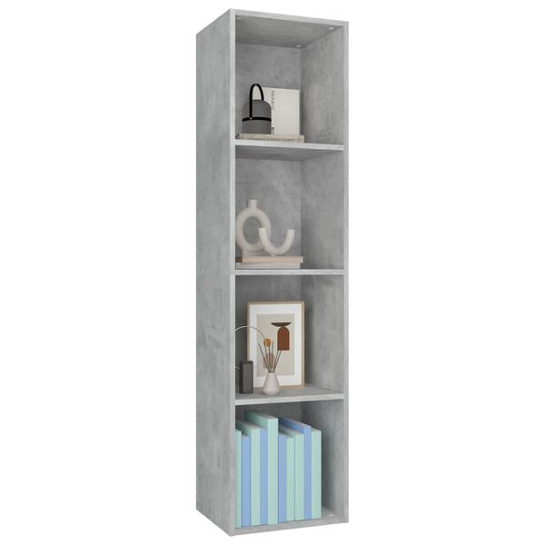 vidaXL Book Cabinet/TV Cabinet Concrete Grey 36x30x143 cm Engineered Wood