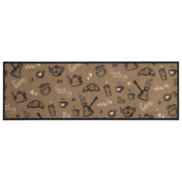 vidaXL Kitchen Rug Washable Morning Brown 60x180 cm Velvet