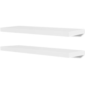 vidaXL 2 White MDF Floating Wall Display Shelves Book/DVD Storage