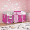 vidaXL Kids'Loft Bed Frame with Curtains White and Pink 99.5 x 200 cm