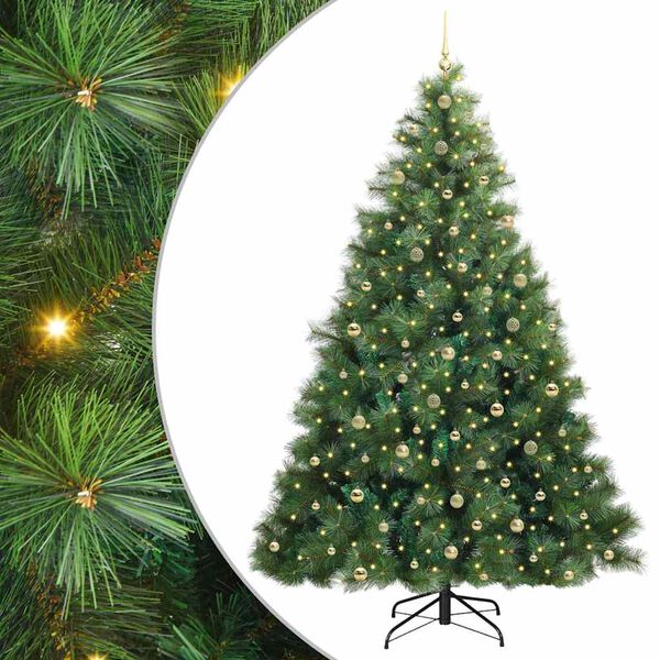 vidaXL Artificial Christmas Tree with 300 LEDs Green 240 cm PE and PVC