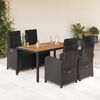 vidaXL 5 Piece Garden Dining Set with Cushions Black Poly Rattan