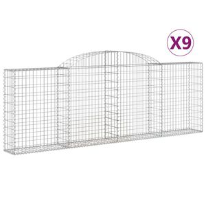 vidaXL Arched Gabion Baskets 9 pcs 300x30x100/120 cm Galvanised Iron