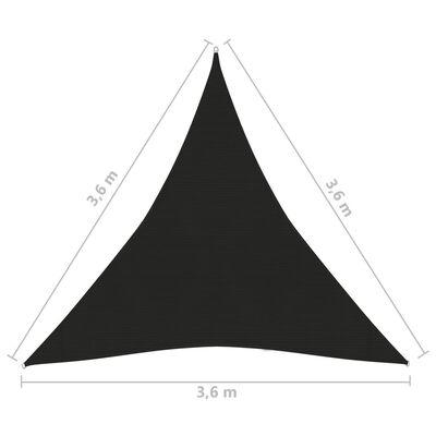 vidaXL Sunshade Sail 160 g/m² Black 3.6x3.6x3.6 m HDPE