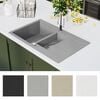 vidaXL Granite Kitchen Sink Double Basin Grey