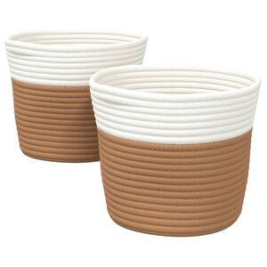 vidaXL Storage Baskets 2 pcs Brown and White Ø24x18 cm Cotton