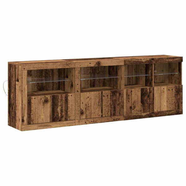 vidaXL LED Sideboard Old Wood 202 x 37 x 67 cm Engineered Wood