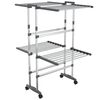 vidaXL 2-Tier Laundry Drying Rack with Wheels Silver 60x70x106 cm