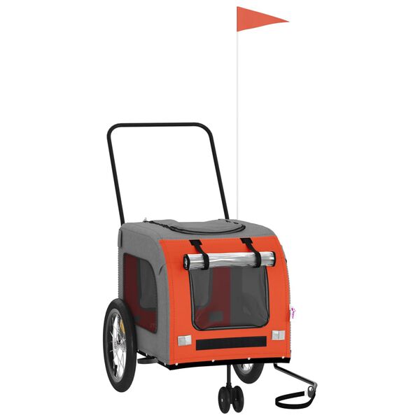 vidaXL Pet Bike Trailer Orange and Grey Oxford Fabric and Iron