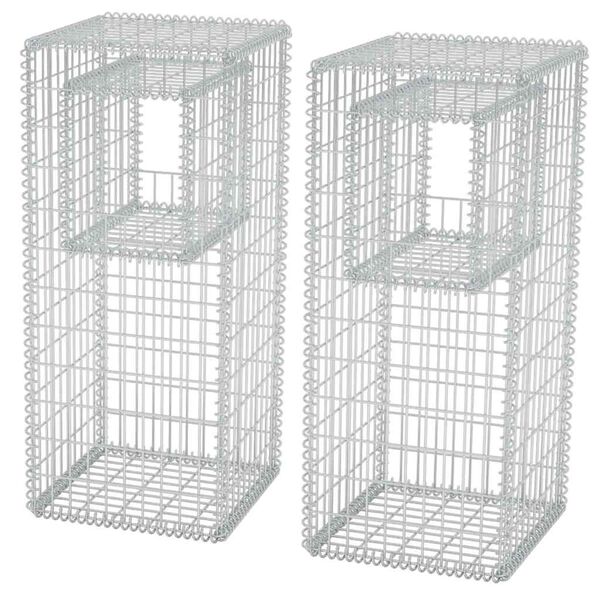 vidaXL Gabion Basket Posts/Planters 2 pcs Steel 50x50x120 cm