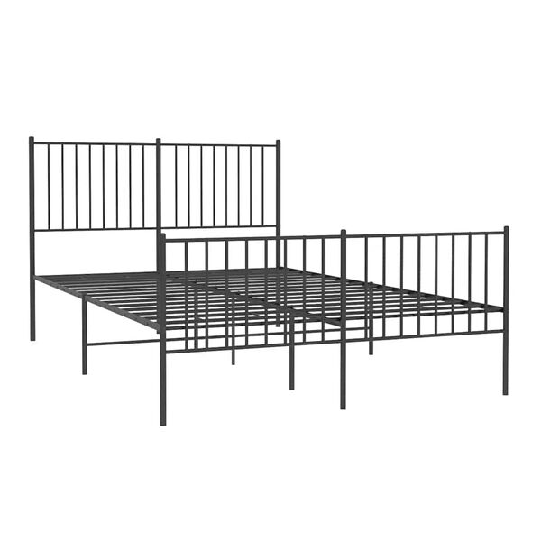 vidaXL Metal Bed Frame without Mattress with Footboard Black 140x200cm