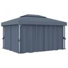 vidaXL Gazebo with Curtain&LED String Lights 4x3 m Anthracite