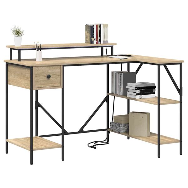 vidaXL Desk with Drawer Sonoma Oak 120 x 79 x 86.5 cm Engineered Wood