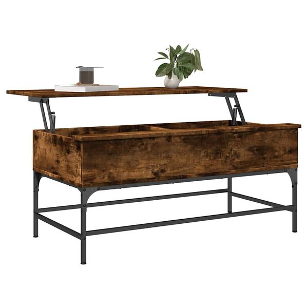 vidaXL Coffee Table Smoked Oak 100x50x45 cm Engineered Wood and Metal