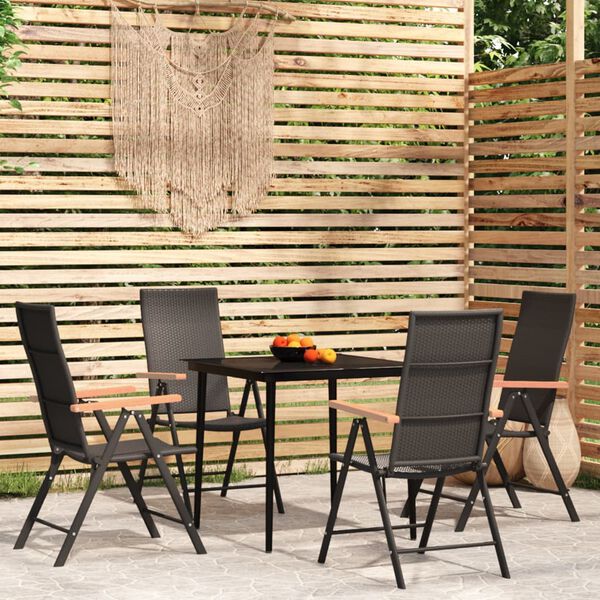 vidaXL 5 Piece Garden Dining Set Black