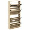 vidaXL Shoe Cabinet 4-Layer Mirror Oak 63x17x134 cm