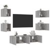 vidaXL 6 Piece TV Wall Units with LED Grey Sonoma Engineered Wood