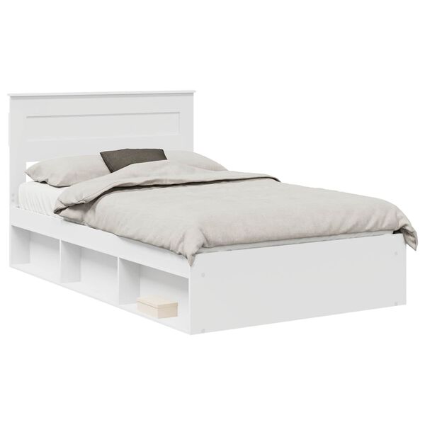 vidaXL Bed Frame with Headboard White 120 x 190 cm Solid Pine Wood
