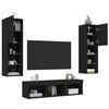 vidaXL 5 Piece TV Wall Units with LED Black Engineered Wood