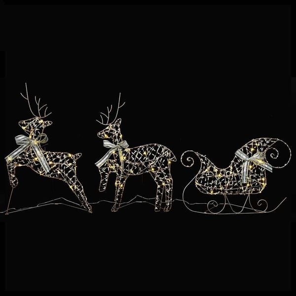 vidaXL LED Reindeers with 60 LEDs 3 pcs Warm White PET