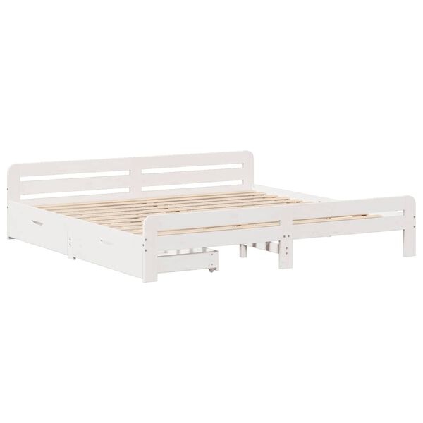 vidaXL Bed frame without Mattress White 180x200 cm Super King Solid Wood Pine