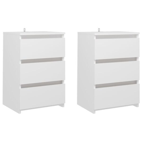 vidaXL Bed Cabinets 2 pcs White 40x35x62.5 cm Engineered Wood