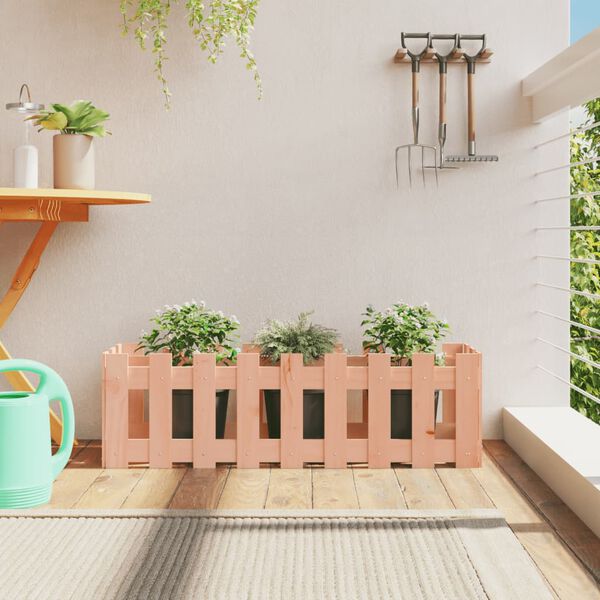 vidaXL Garden Raised Bed with Fence Design 100x30x30 cm Solid Wood Douglas