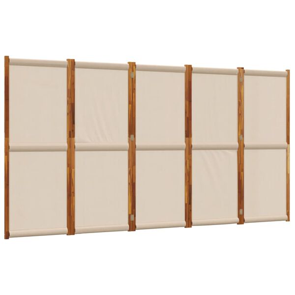 vidaXL 5-Panel Room Divider Taupe 350x180 cm