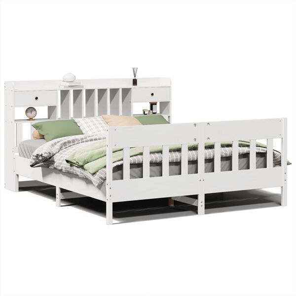 vidaXL Bed Frame without Mattress White 180x200 cm Super King Solid Wood Pine