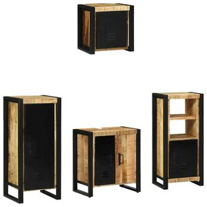 vidaXL Bathroom Furniture Set 4 pcs Brown and Black Solid Mango Wood