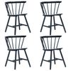 vidaXL Dining Chairs 4 pcs Black Solid Rubber Wood