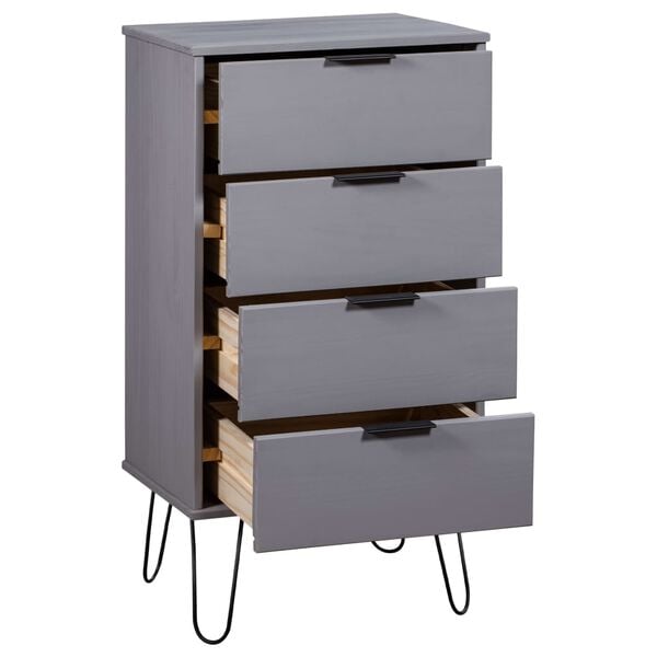 vidaXL Drawer Cabinet Grey 45x39.5x90.3 cm Solid Pine Wood
