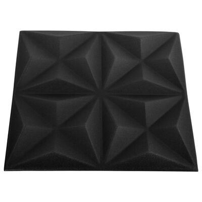 vidaXL 3D Wall Panels 24 pcs 50x50 cm Origami Black 6 m²