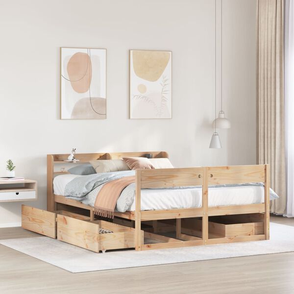 vidaXL Bed Frame without Mattress 150x200 cm King Size Solid Wood Pine