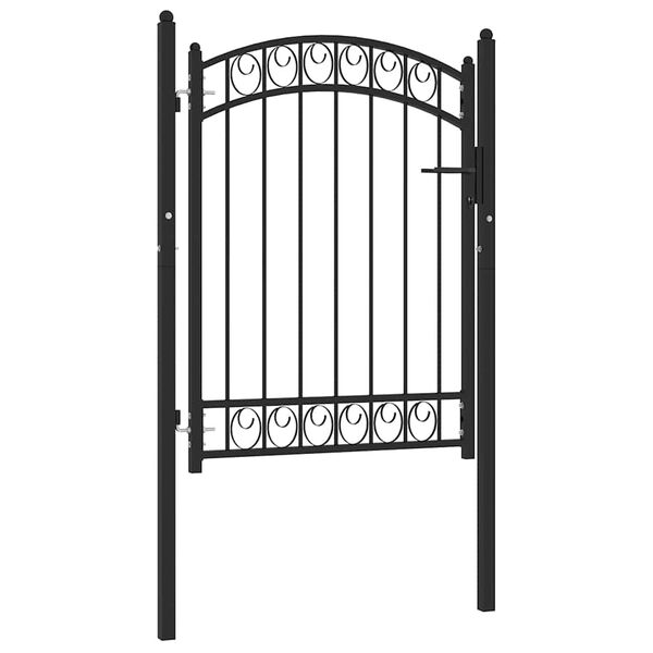 vidaXL Fence Gate with Arched Top Steel 100x98.5 cm Black