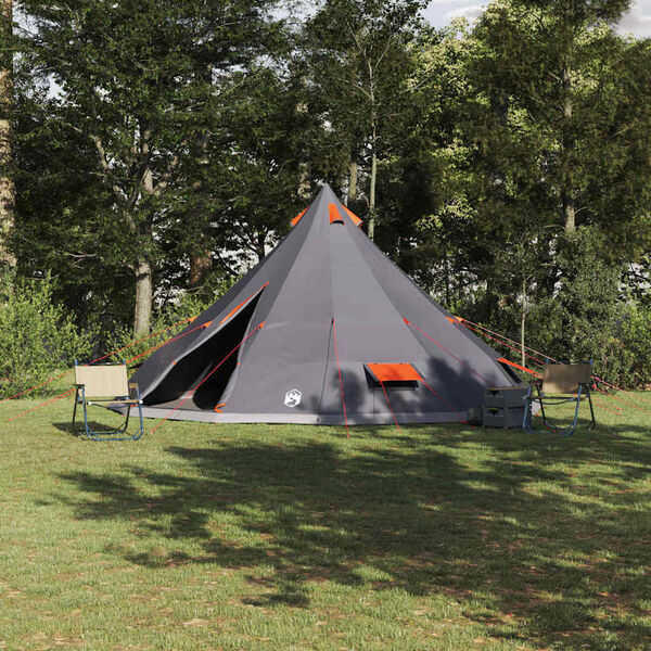 vidaXL Family Tipi Tent Folding Grey and Orange 560 x 560 x 300 cm