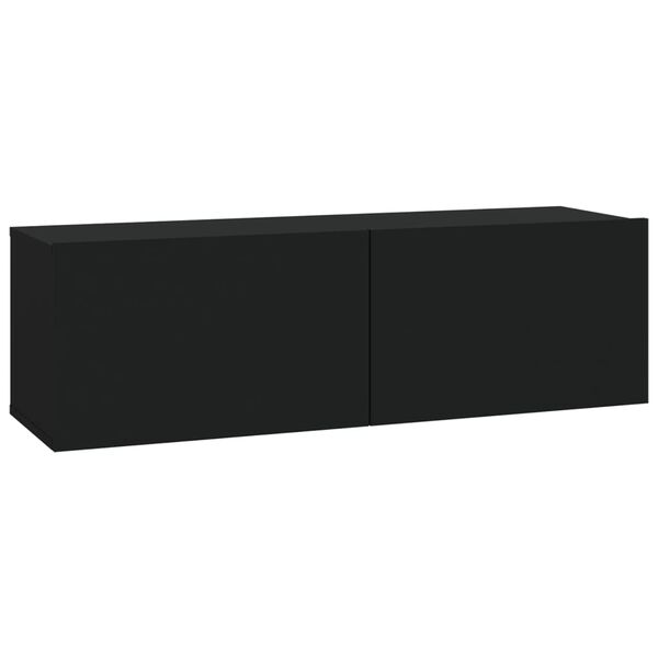 vidaXL Wall TV Cabinets 4 pcs Black 100x30x30 cm