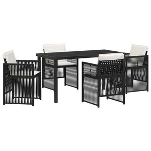 vidaXL Garden Dining Set 5 pcs Black Powder-Coated Steel