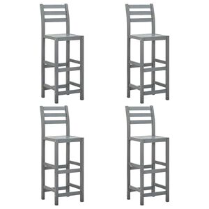 vidaXL Bar Stool | Set of 4 | Grey | Solid Acacia Wood | Counter Height