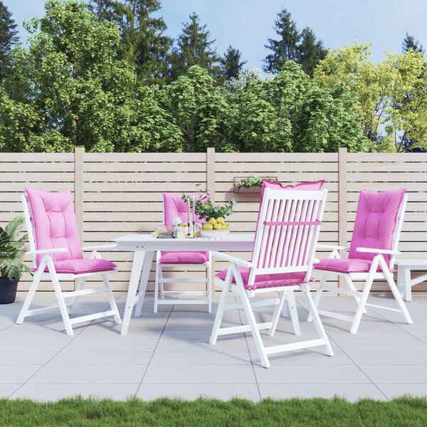 vidaXL Garden Highback Chair Cushions 4 pcs Pink 120x50x7 cm Fabric
