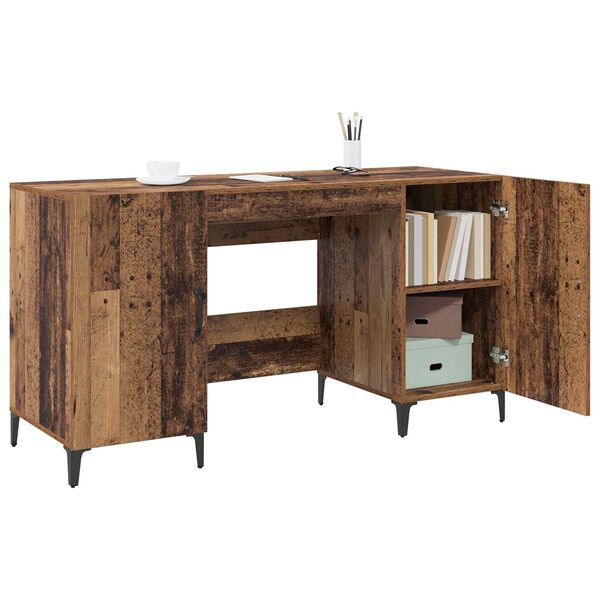 vidaXL Desk with Storage Old Wood 140 x 50 x 75 cm Engineered Wood