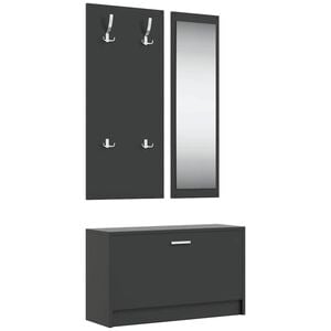 vidaXL 3-in-1 Shoe Cabinet Set Black Engineered Wood