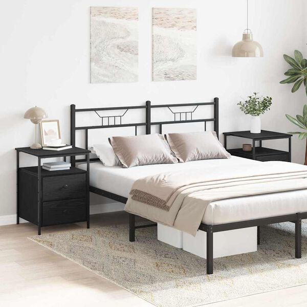 vidaXL Bedside Cabinet with Drawer 2 pcs Black Oak 34 x 35.5 x 50 cm