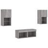 vidaXL 4 Piece TV Wall Cabinets with LED Lights Grey Sonoma