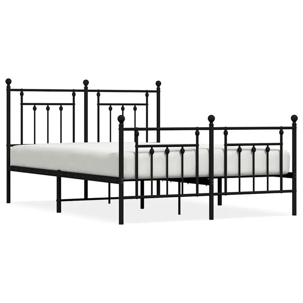 vidaXL Metal Bed Frame without Mattress with Footboard Black 140x200cm